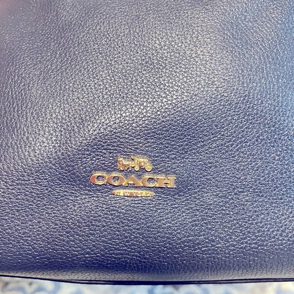 Classic Coach navy double strap shoulder bag triple compartment - Picture 5 of 7